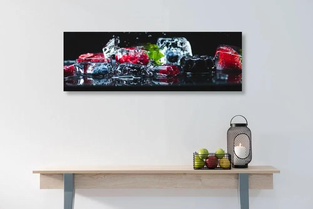Obraz ľadové kocky ovocia - 135x45