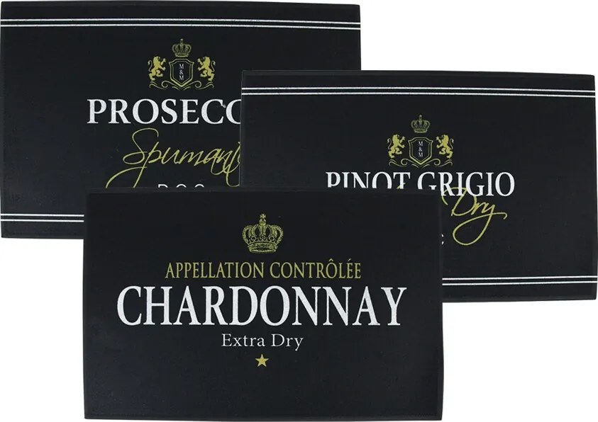 Čierna podlahová rohožka Prosecco - 75*50*1cm