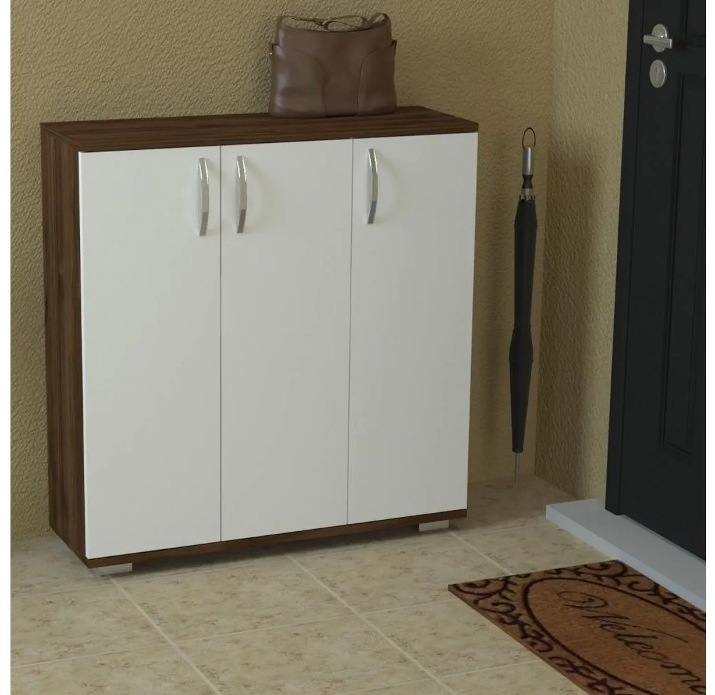 Skrinka na topánky SINEM 93x89 cm hnedá/biela