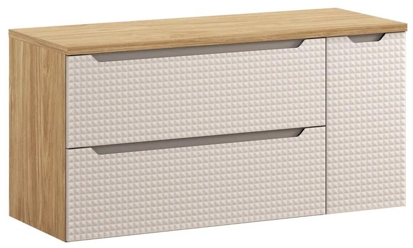 Závesná skrinka pod umývadlo Luxor Beige s doskou 120 cm béžová/dub olejovaný