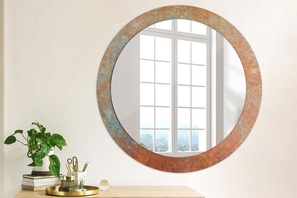 Okrúhle zrkadlo s potlačou Hrdzavý kov fi 80 cm