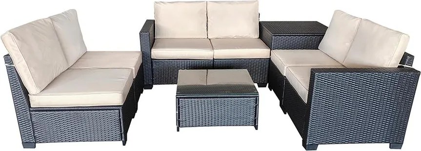 Veľká záhradná sedacia súprava s boxom na podušky Avenberg ENCANTA