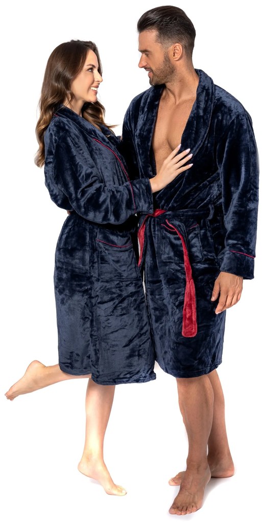 Dámský župan Roger M tmavě modrý/červený