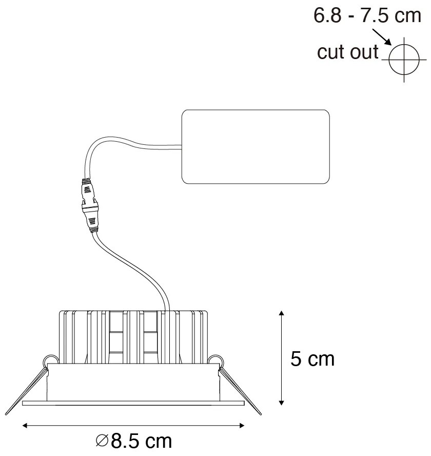 Sada 6 zapustených bodových svetiel biela 6,8 cm vrátane LED 750 lm stmievateľné IP23 - Gaius