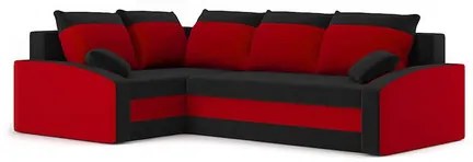 Rozkladacia rohová sedacia súprava GRANDE Čierna/červená Ľavá