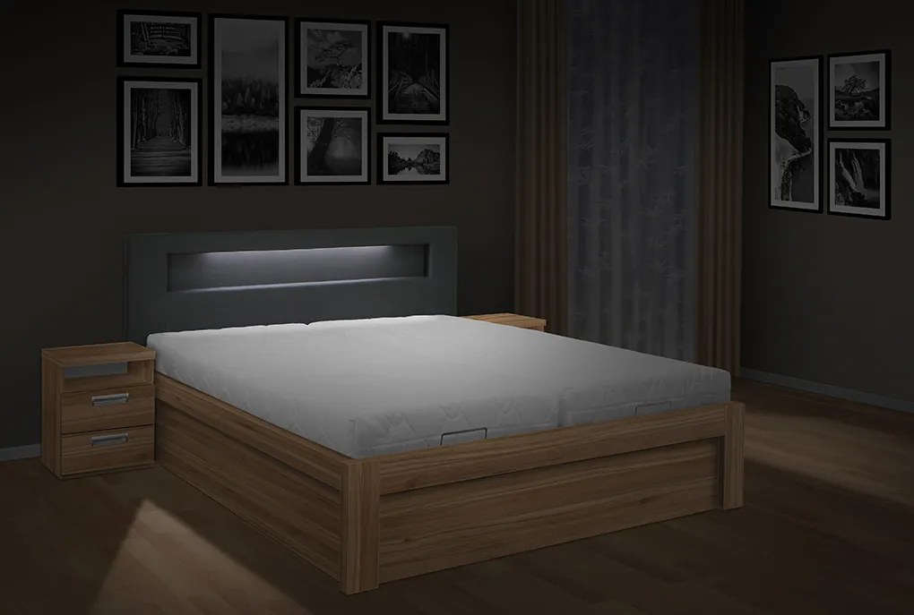 Moderná posteľ ŠÁRKA 200x180cm s LED osvetlením farba lamina: biela 113