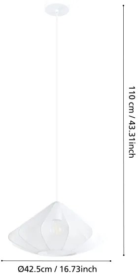 Eglo 43997 - Luster na lanku DOLWEN 1xE27/40W/230V pr. 42,5 cm biela
