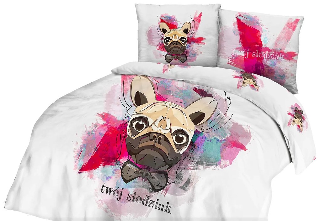 DETSKÉ POSTEĽNÉ OBLIEČKY PANELOVE DOG 140X200 CM, 1 KS 70X80 CM VZOROVANÉ