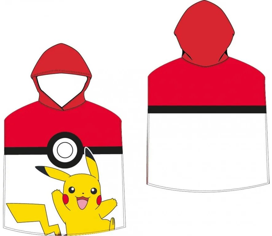 Carbotex Detské pončo 50x115 cm - Pokémon Pokéball a Pikachu