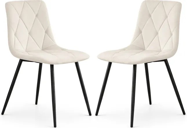 Sada dvoch jedálenských stoličiek MILO zamatové, béžové / čierne nohy (2 ks)