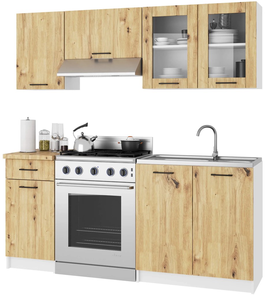 Horná kuchynská vitrína Organo 580 (biela + dub artisan). Akcia -17%. Vlastná spoľahlivá doprava až k Vám domov. 1117517