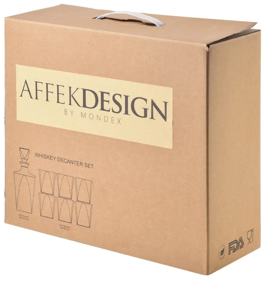 Likérová sada 6 pohárov a karafy so zabrúseným hrdlom EVA TRIANGLE 280ml/780ml číra