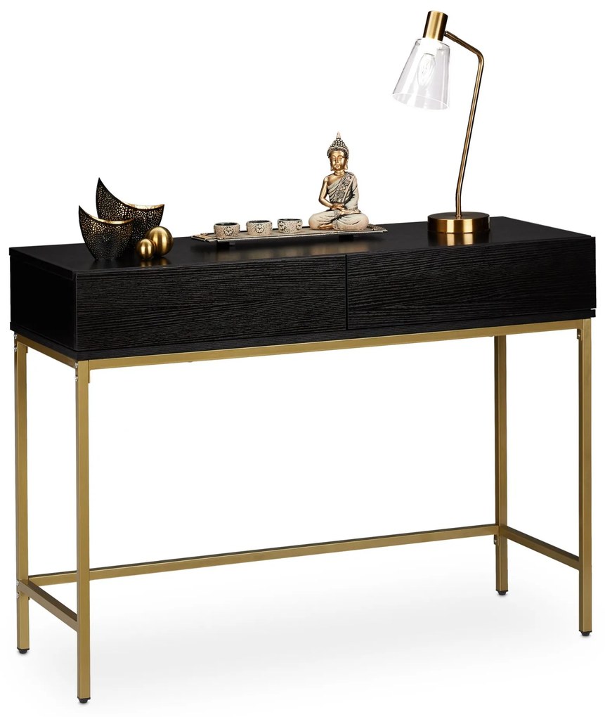 Konzolový stolík RD32594, čierno - zlatá