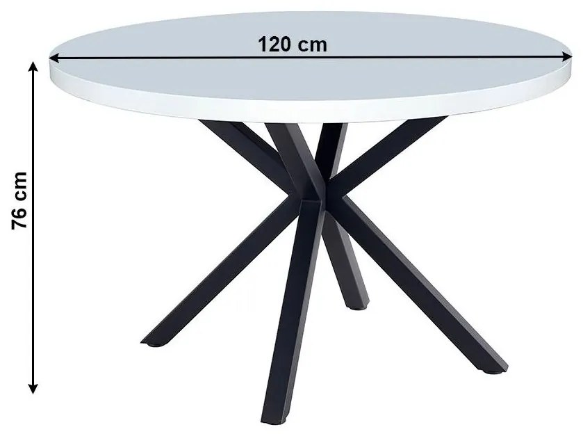 Tempo Kondela Jedálenský stôl, biela matná/čierna, priemer 120 cm, MEDOR