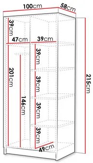 Šatníková skriňa Smagano I (kašmír + zlatá) . Vlastná spoľahlivá doprava až k Vám domov. 1105801