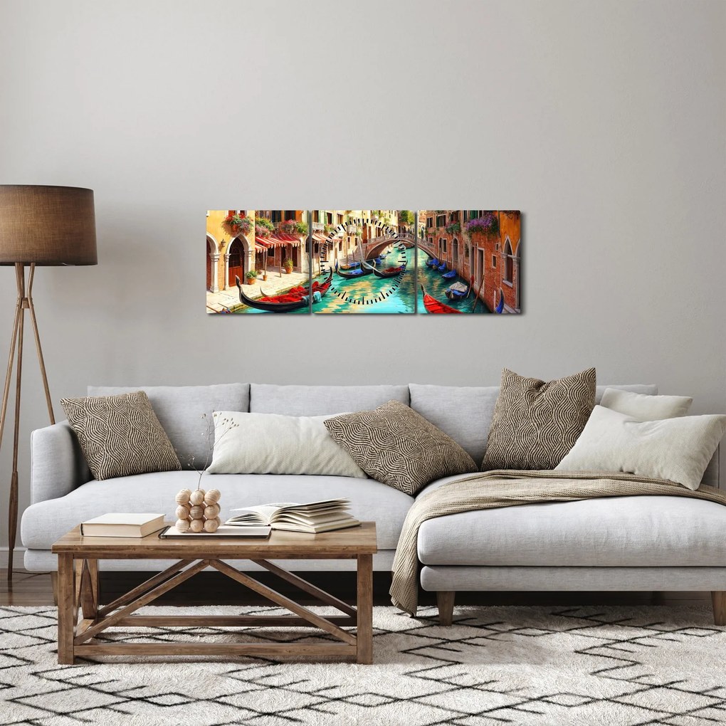 Obraz - Benátky (s hodinami) (90x30 cm)