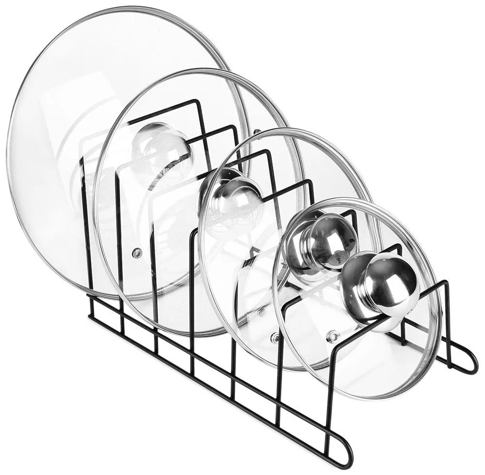 VILDE Držiak, stojan na pokrievky do zásuvky - 6 pozícií, viac veľkostí, čierny