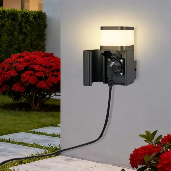 Brilagi - Vonkajšie nástenné svietidlo so zásuvkou SCHUKO PILLAR 1xG9/11W/230V IP44 antracit