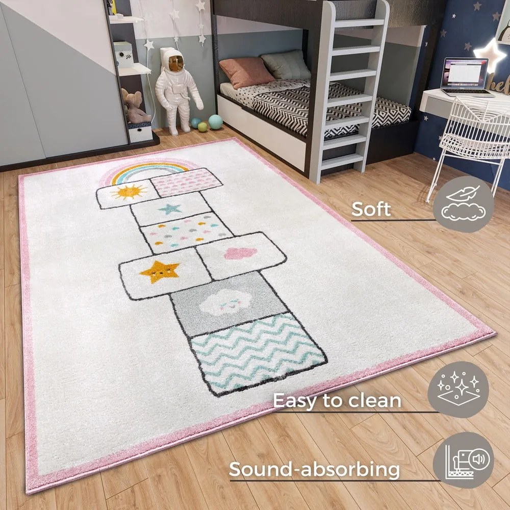 Ružovo-biely detský koberec 120x170 cm Bouncy – Hanse Home