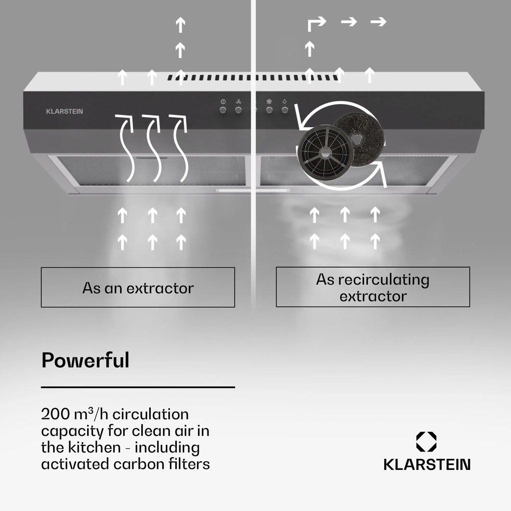 Contempo 60, digestor, 60 cm, podskrinkový, 200 m³/h, LED, akryl, nehrdzavejúca oceľ