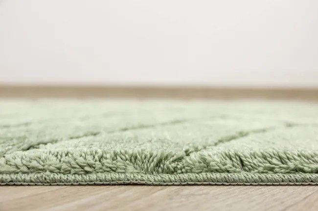 Kúpeľňový koberček Sash Sage zelený, pruhy