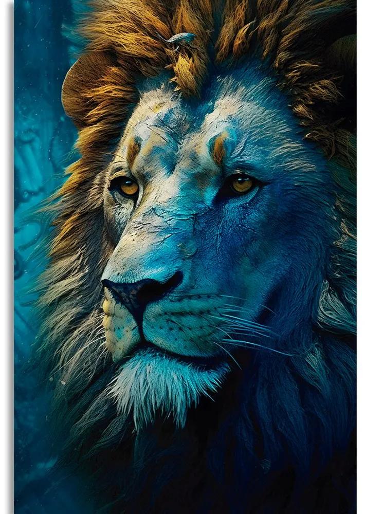 Obraz modro-zlatý lev