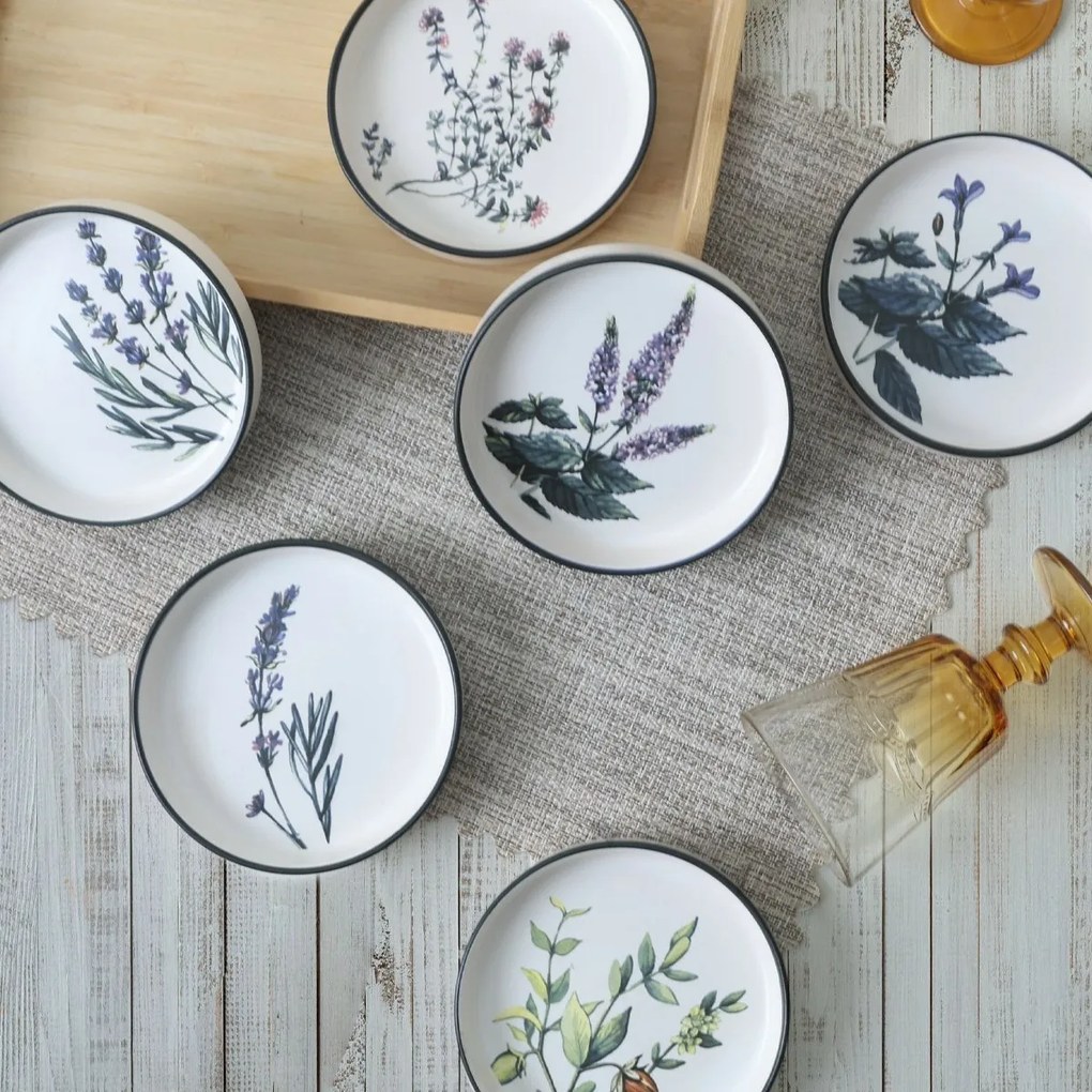 Sada 6 kameninových misiek Herbal 14 cm