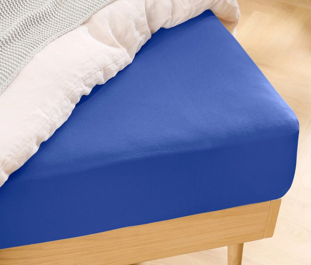 Džersejové napínacie prestieradlo, modré, štandardná veľkosť