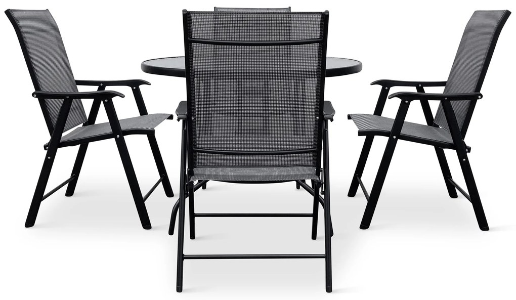 Záhradný jedálenský set Capri 100 cm + 4x kovová stolička Solano