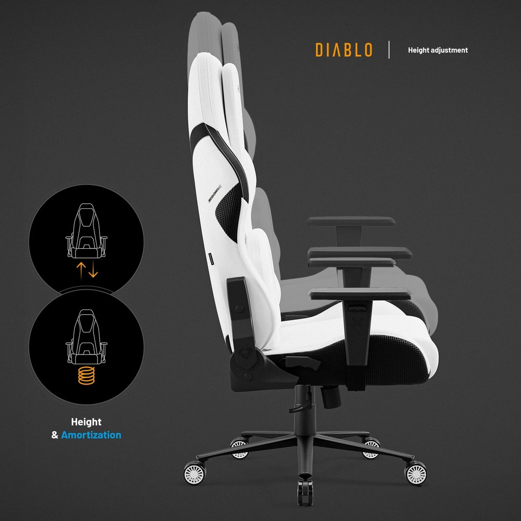Herné kreslo biele Normal Size: Diablo X-One Prime Ghosted White