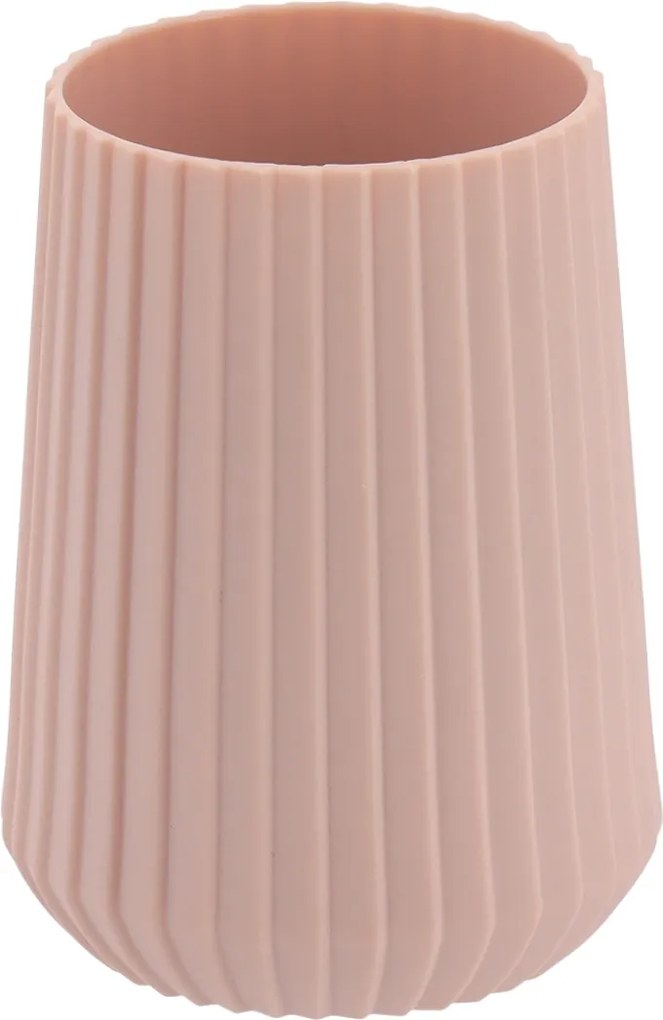 Sada kúpeľňových doplnkov Roza, ružová/s drevenými prvkami