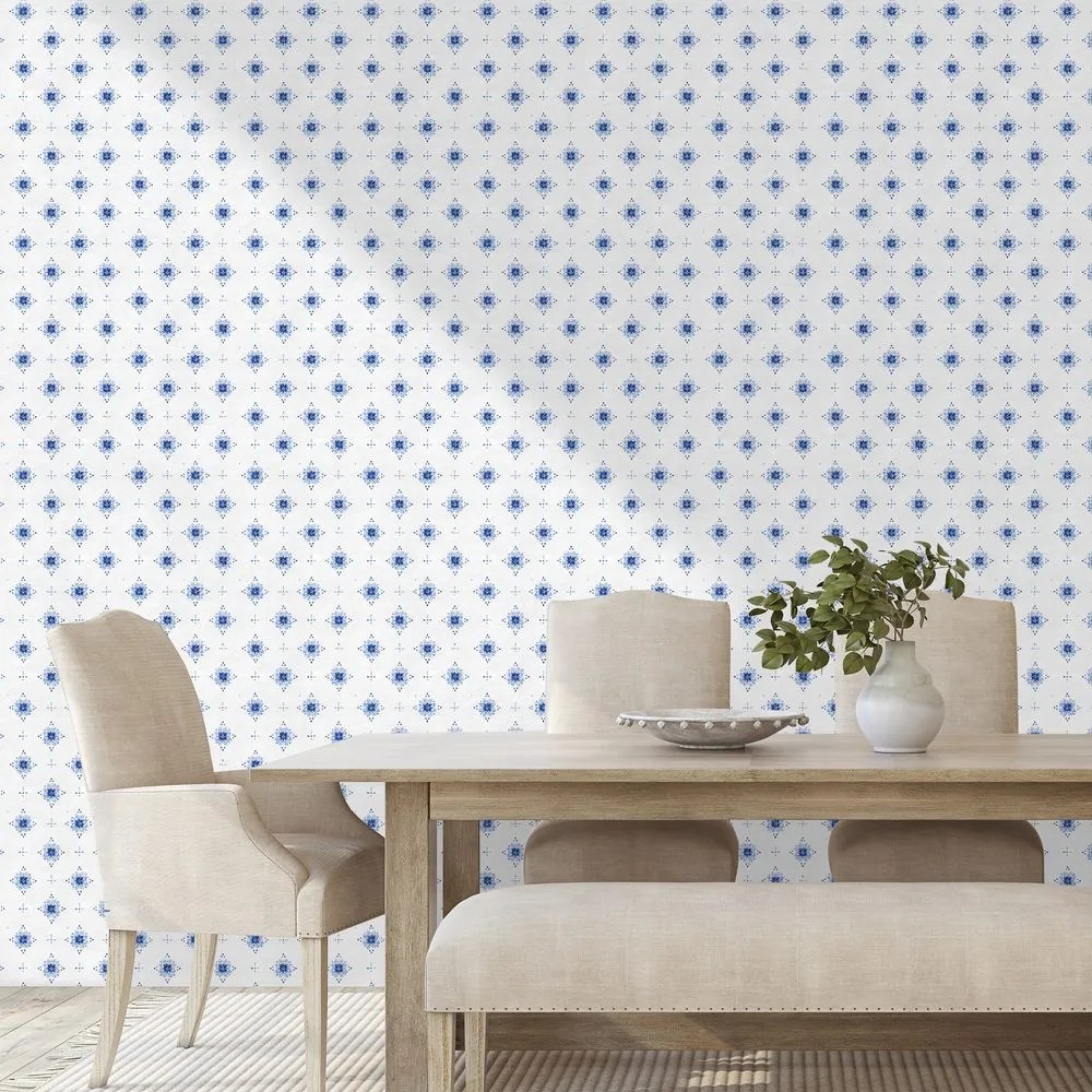 Fototapeta modré kvetinové ornamenty