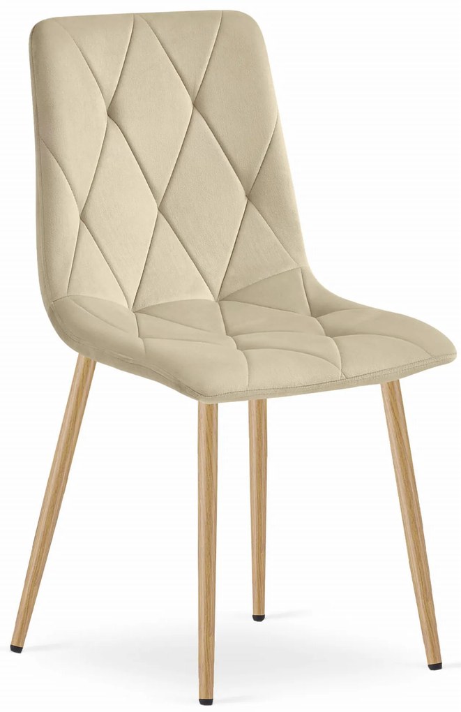 Svetlobéžová zamatová jedálenská stolička LIBRA