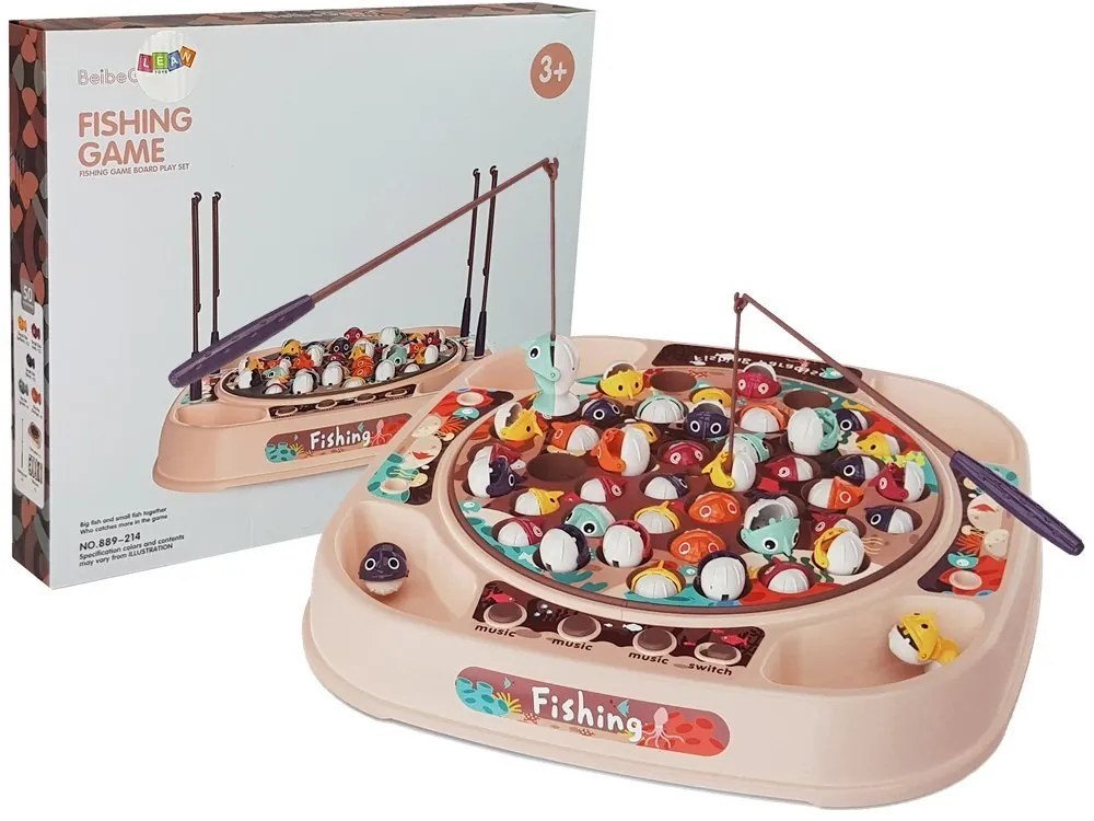 LEAN TOYS Arkádová hra chytanie rýb - ružová