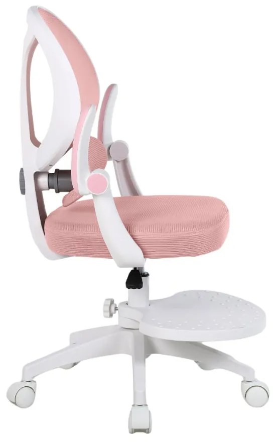 Detská otočná stolička Neoseat JUNI 009 s podnožou — látka, ružová