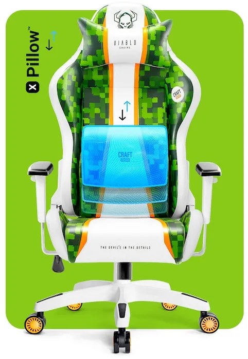 Herné kreslo Diablo X-One 2.0 Craft Normal Size: Bielo-zelené Diablochairs