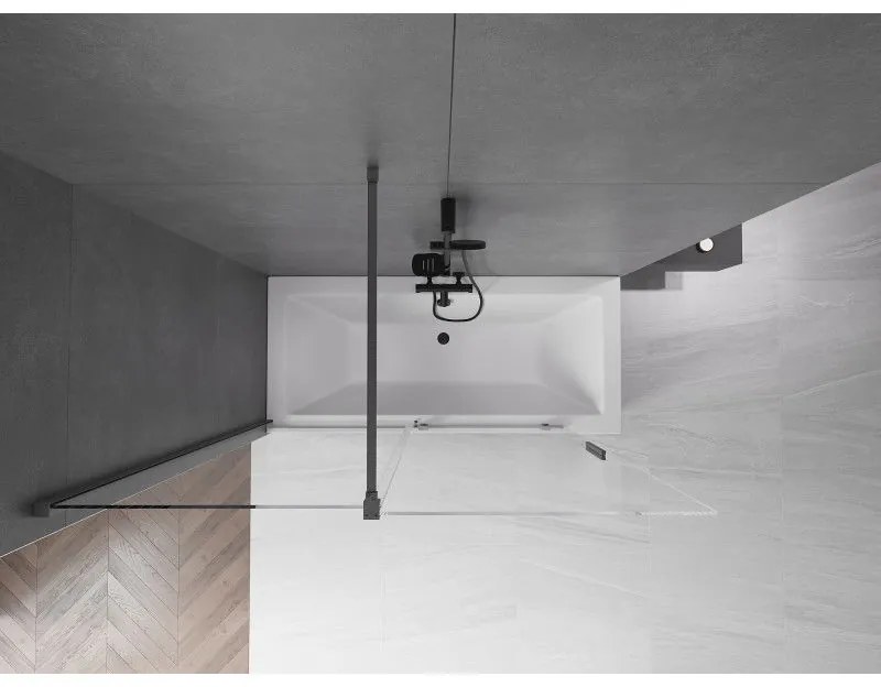 Mexen Velar, 2-krídlová posuvná vaňová zástena 150 x 150 cm, 8mm číre sklo, grafitový matný profil, 896-150-000-01-66