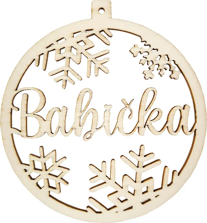 AMADEA Drevená ozdoba koliesko - Babička, 6 cm, český výrobok