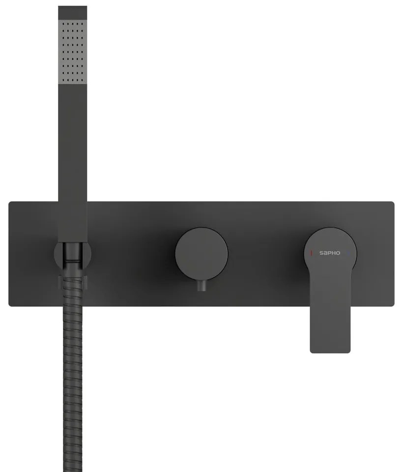 Matne čierna podomietková sprchová batéria (2 výstupy) Pax – Sapho