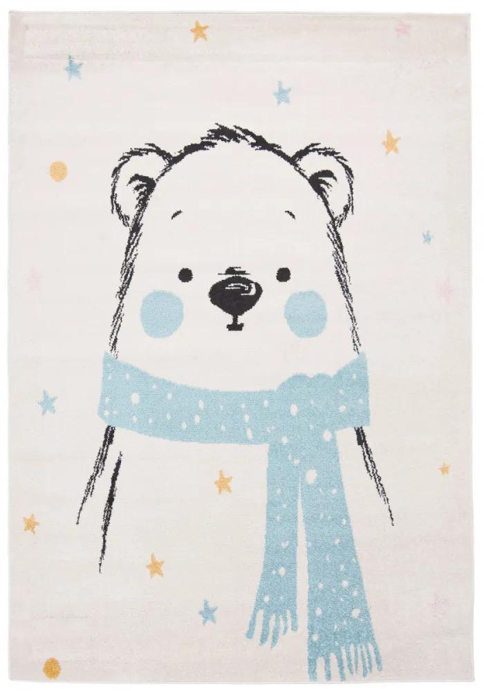 Detský kusový koberec Ľadový medveď krémovo modrý, Velikosti 120x170cm