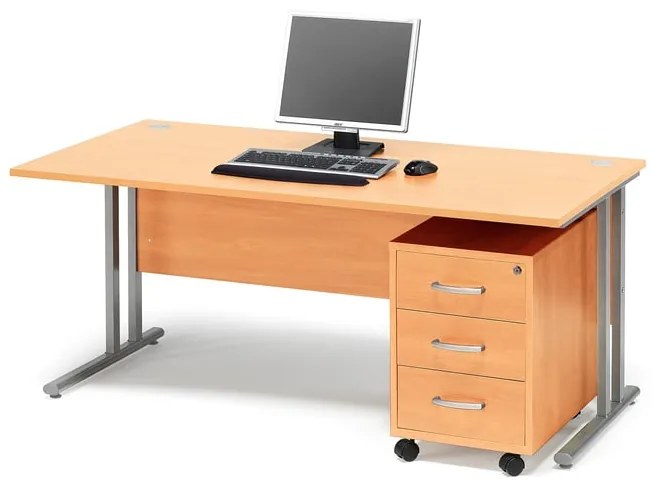 Kancelárska zostava Flexus: stôl 1600x800 mm + kancelársky kontajner, buk