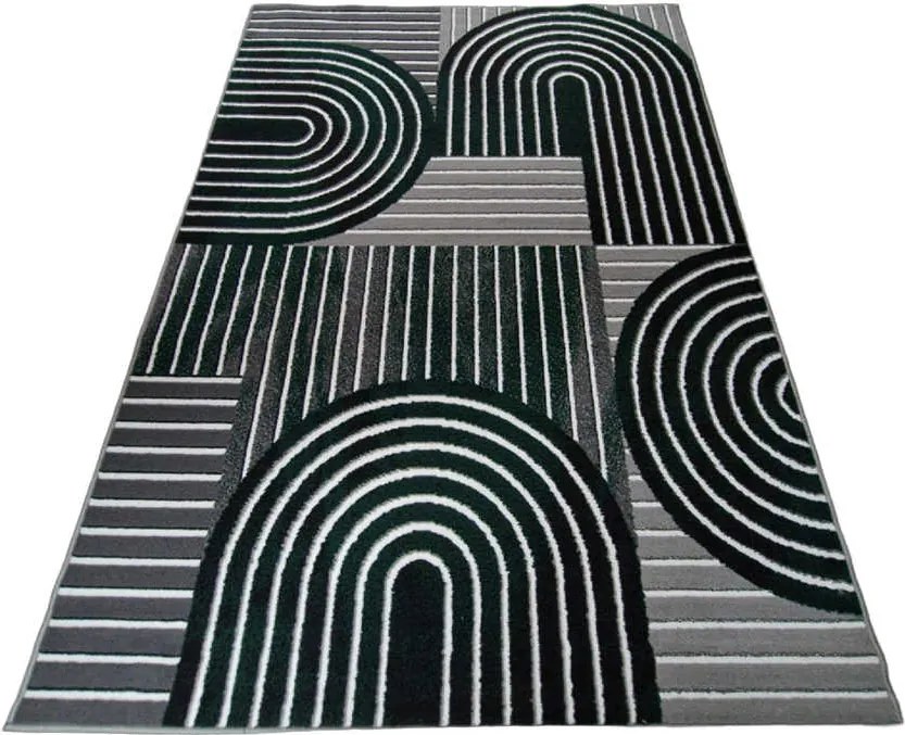HU Sivo zelený geometrický obdĺžnikový koberec NEW IDEA 90141-0574 Rozmer: 50x80 cm