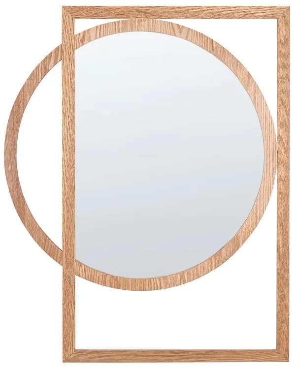 Nástenné zrkadlo 56 x 71 cm svetlé drevo LAURON Beliani