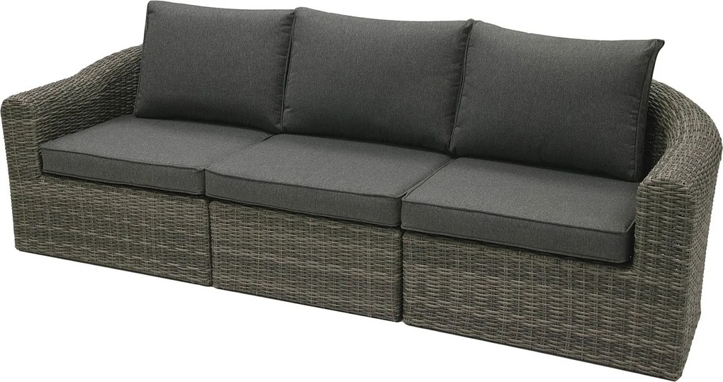 DEOKORK Ratanová lavica pre 3 osoby BORNEO LUXURY (sivá)