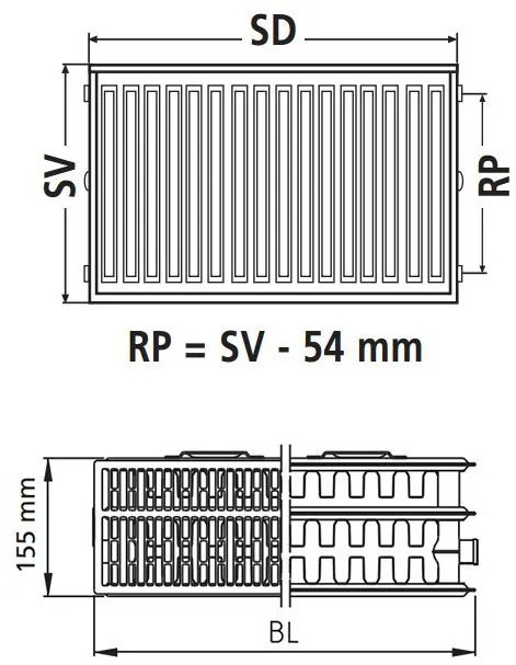 Kermi Therm X2 Profil-kompakt doskový radiátor pre rekonštrukcie 33 554 / 1000 FK033D510