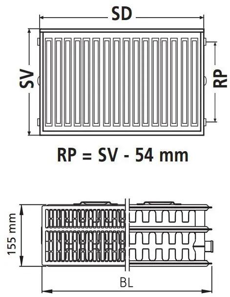 Kermi Therm X2 Profil-kompakt doskový radiátor pre rekonštrukcie 33 554 / 1600 FK033D516