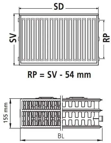 Kermi Therm X2 Profil-kompakt doskový radiátor pre rekonštrukcie 33 954 / 1100 FK033D911