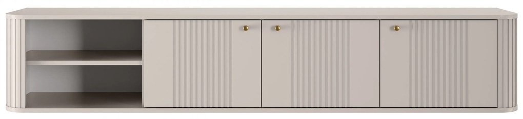 Závesný TV stolík Vespera 3D 187 cm - kašmírová / zlatá