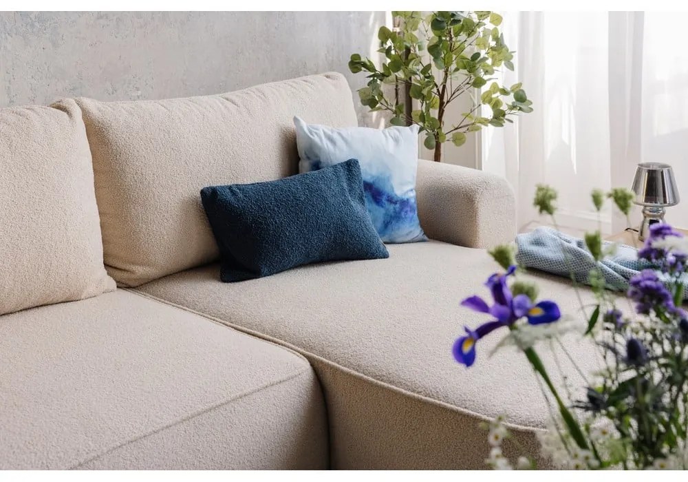 Svetloružová rozkladacia rohová pohovka z textílie buklé (pravý roh) Quinoa – Bonami Selection