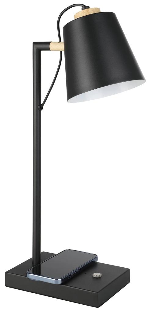 EGLO LED stolová dotyková lampa LACEY-QI, 5,5 W, teplá biela, čierna
